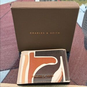 Charles & Keith Abstract Brown and Tan Card Holder